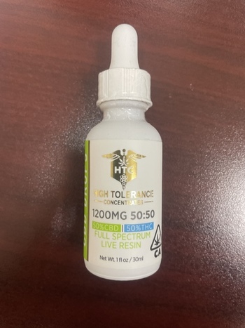 High Tolerance - 1200mg 50%:50% CBD/THC Tincture (Live Resin)